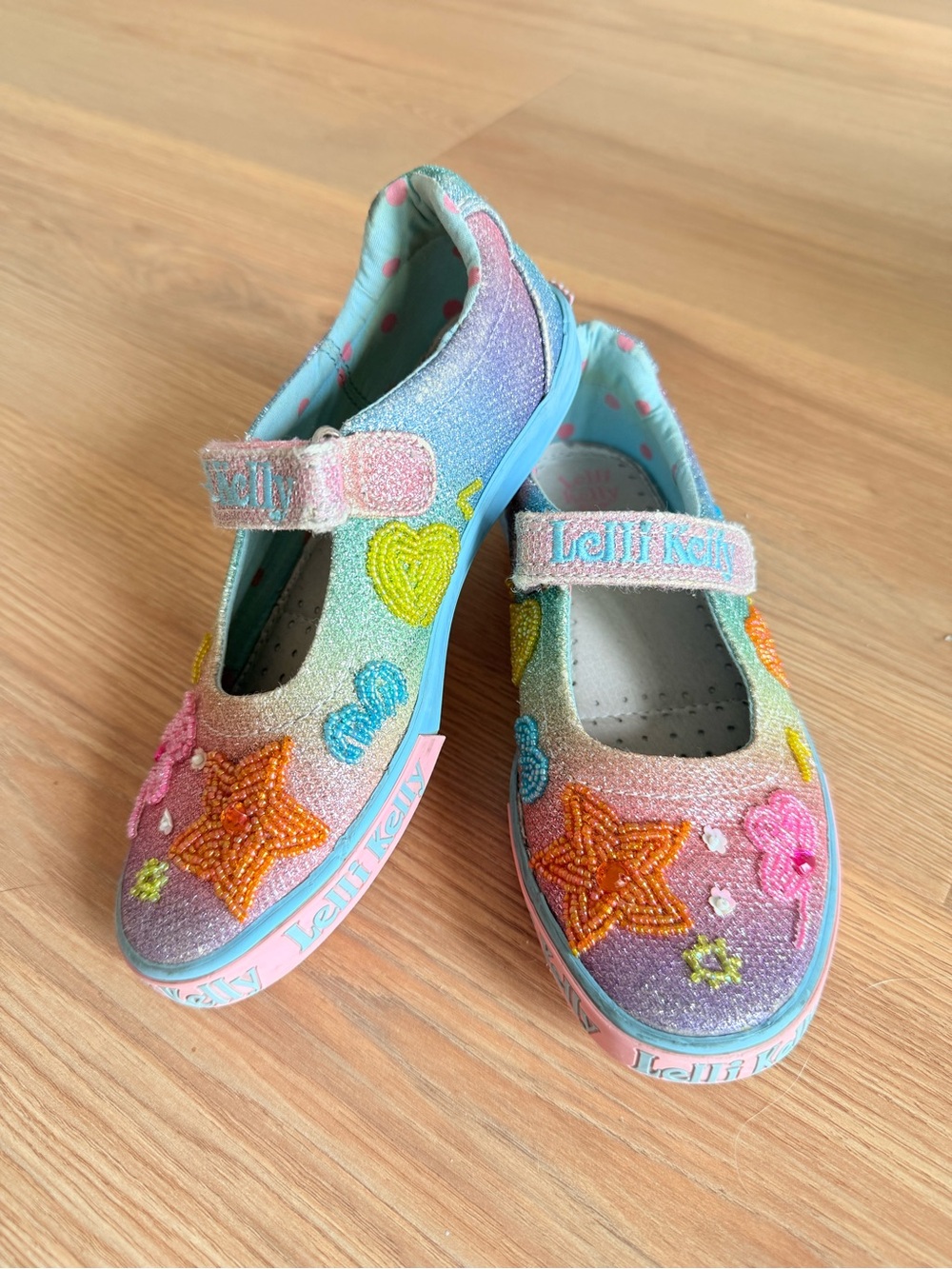 Lelli Kelly Girls' Pastel Rainbow Sparkle Mary Janes - Size 2